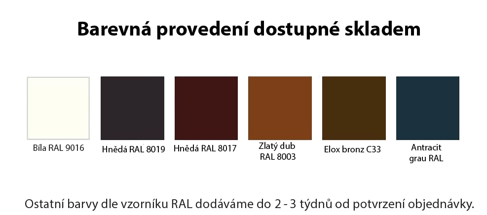 Venkovní parapety AL ohýbané - barvy