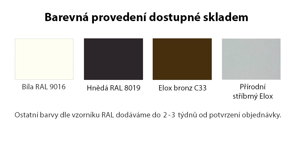 Venkovní parapety AL tažené- barvy